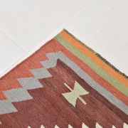 Tapis Kilim tribal vintage rouge foncé vert 5x10