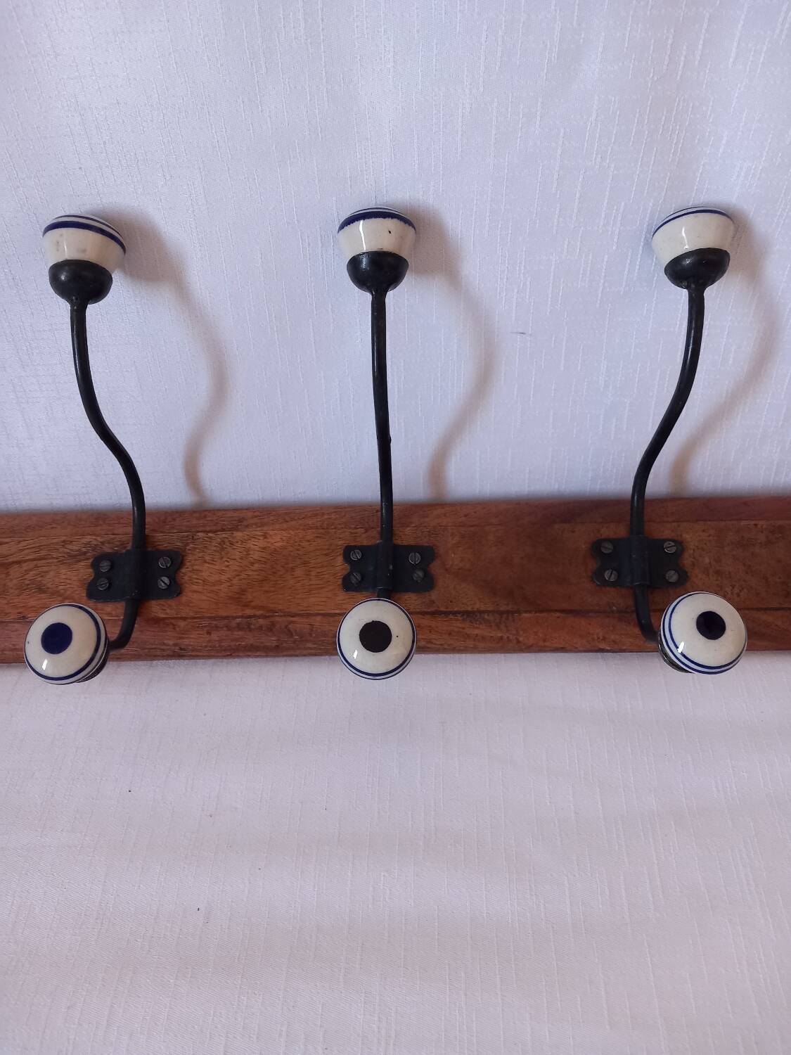 Patère / porte manteau Vintage bois et céramique