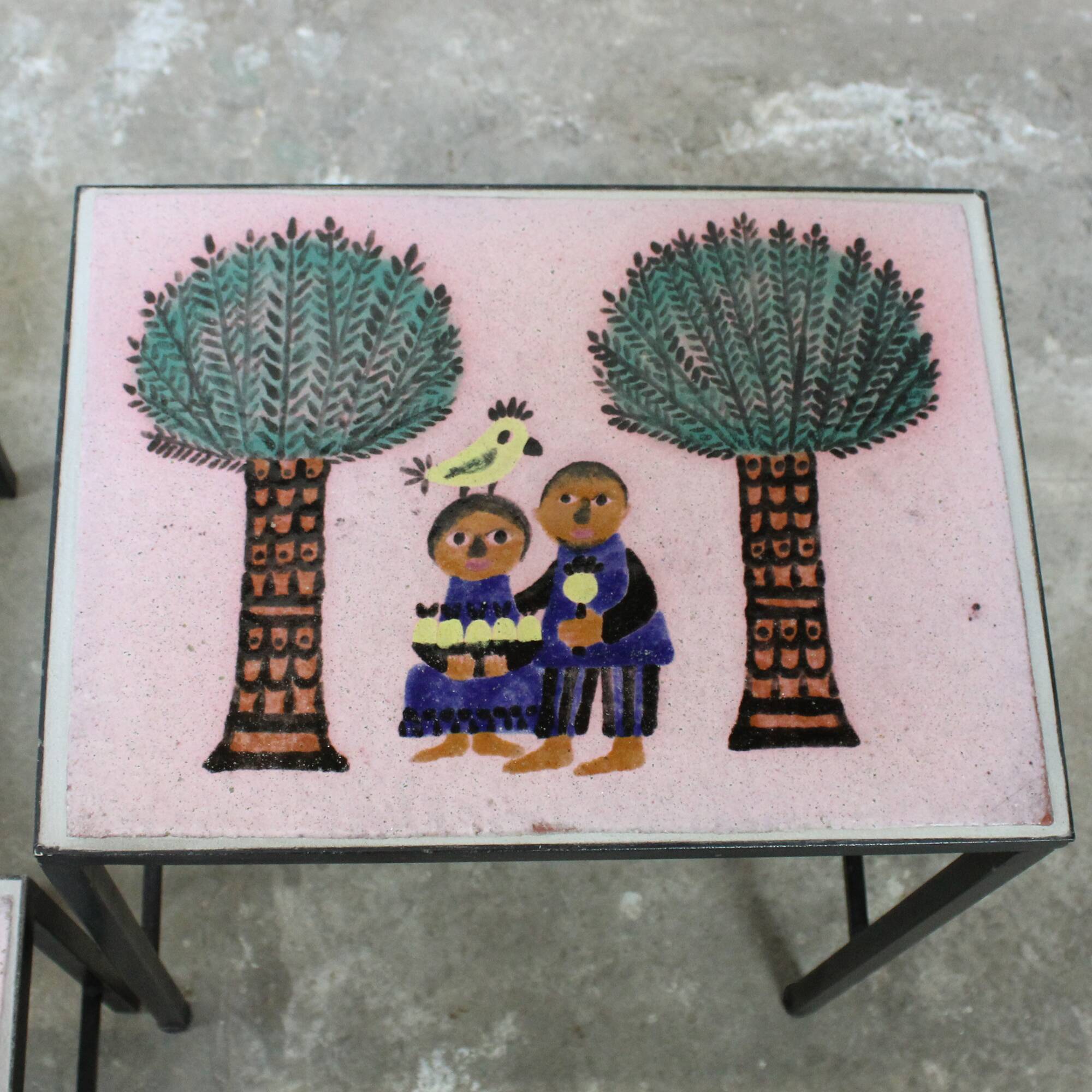 Nesting tables - metal and ceramic from Dour 1960