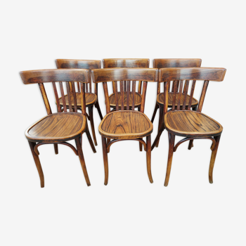 Suite de 6 chaises de Bistrot Baumann années 1930