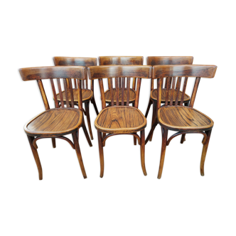 Suite de 6 chaises de Bistrot Baumann années 1930