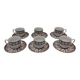 6 cups and 6 saucers, Christofle porcelain, Oceana Ginkgo blue pattern