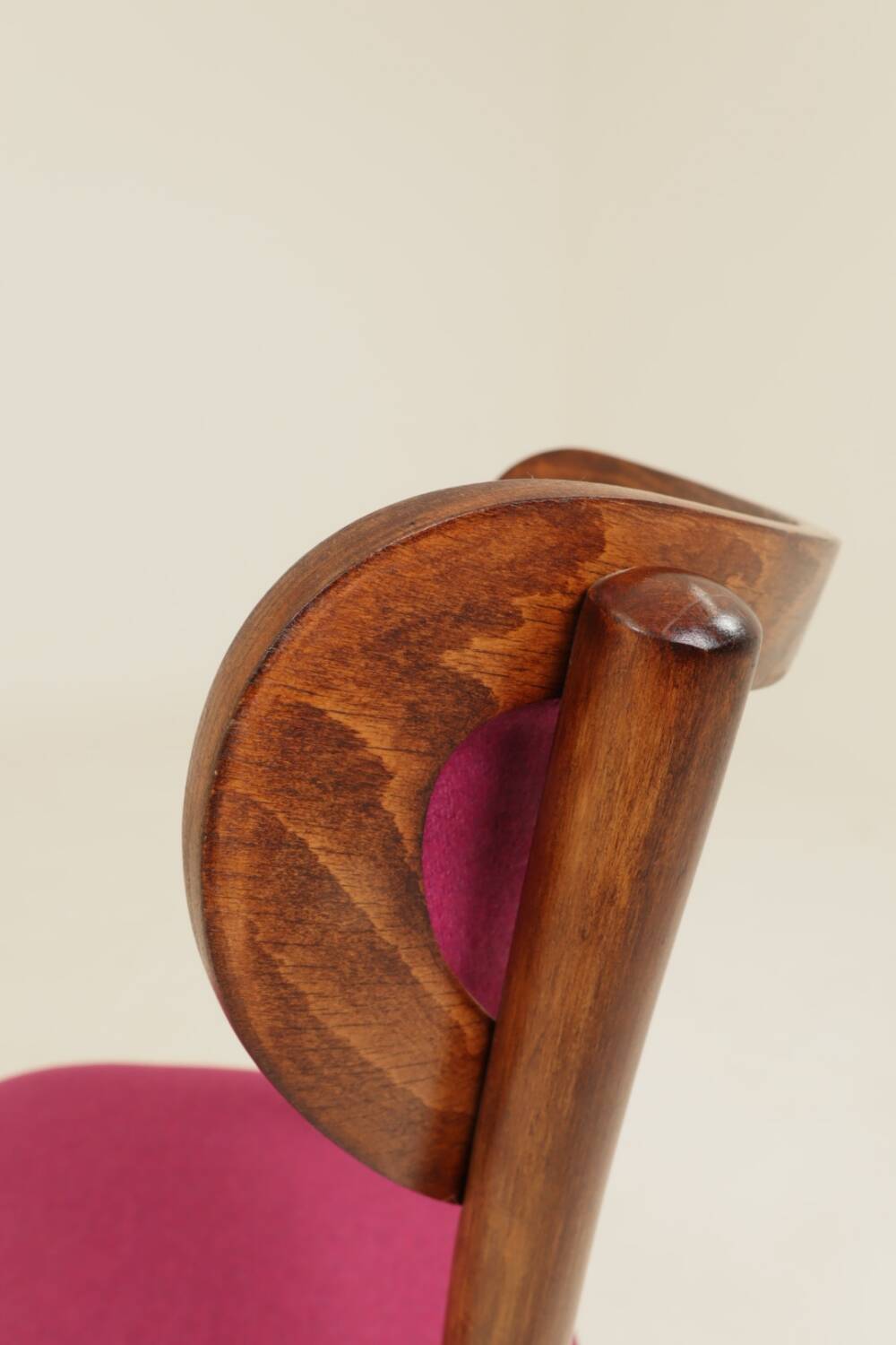 Vintage chair natural raspberry wool bentwood 1960