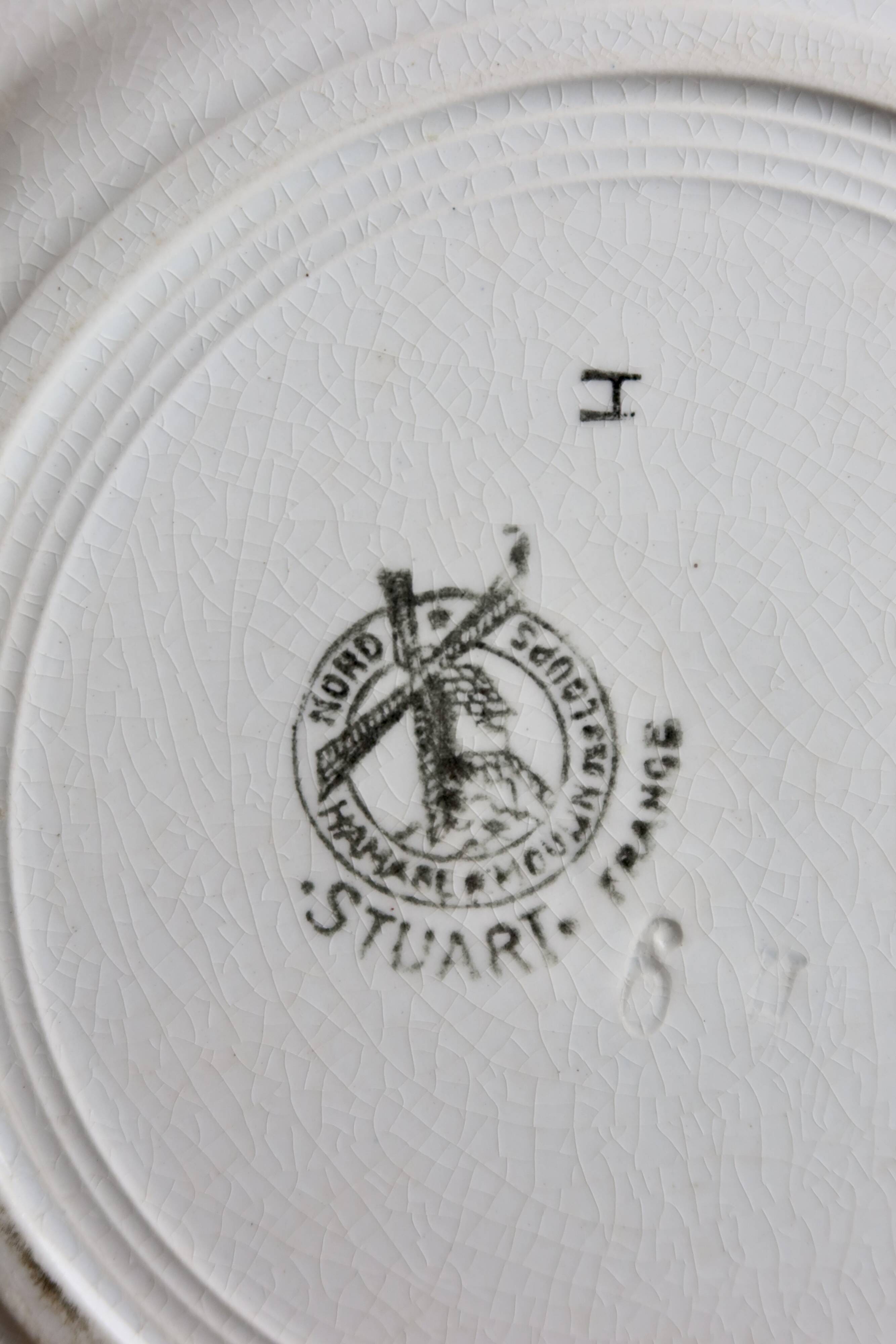 6 vintage ironstone dessert plates Moulins des Loups - Stuar model