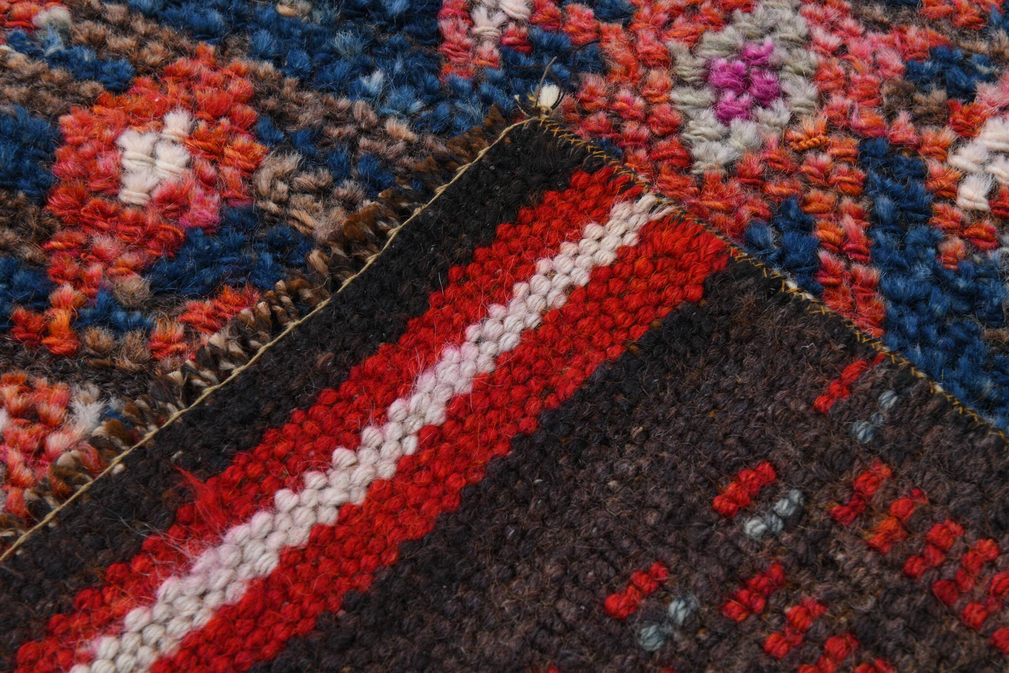 Red Navy Blue Turkish Runner Rug 76x283Cm SK 18873