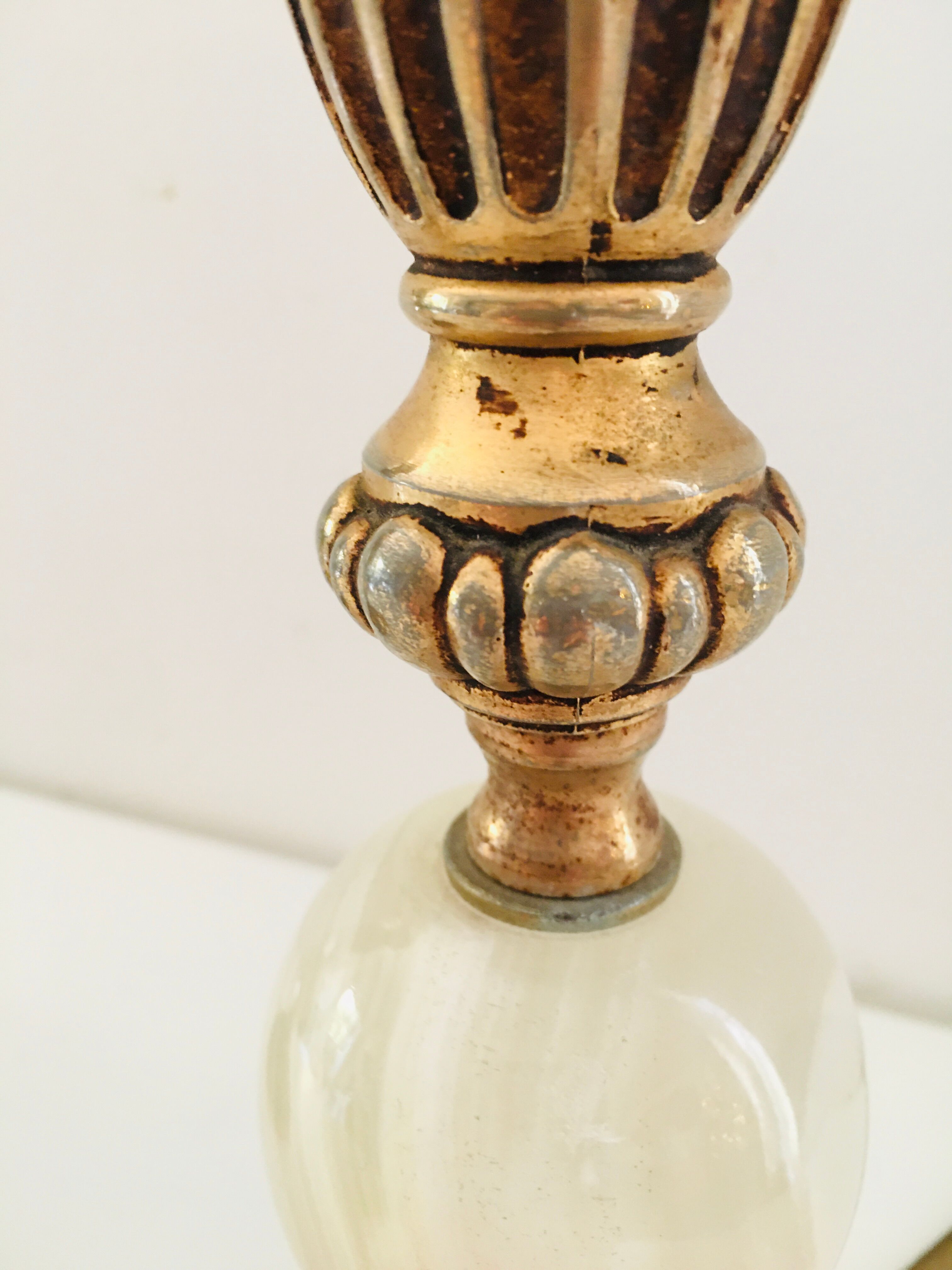 Set of 2 feet of marble brass lamp