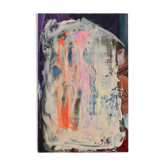 Abstract painting on canvas, dripping on figurative background, circa 1970.