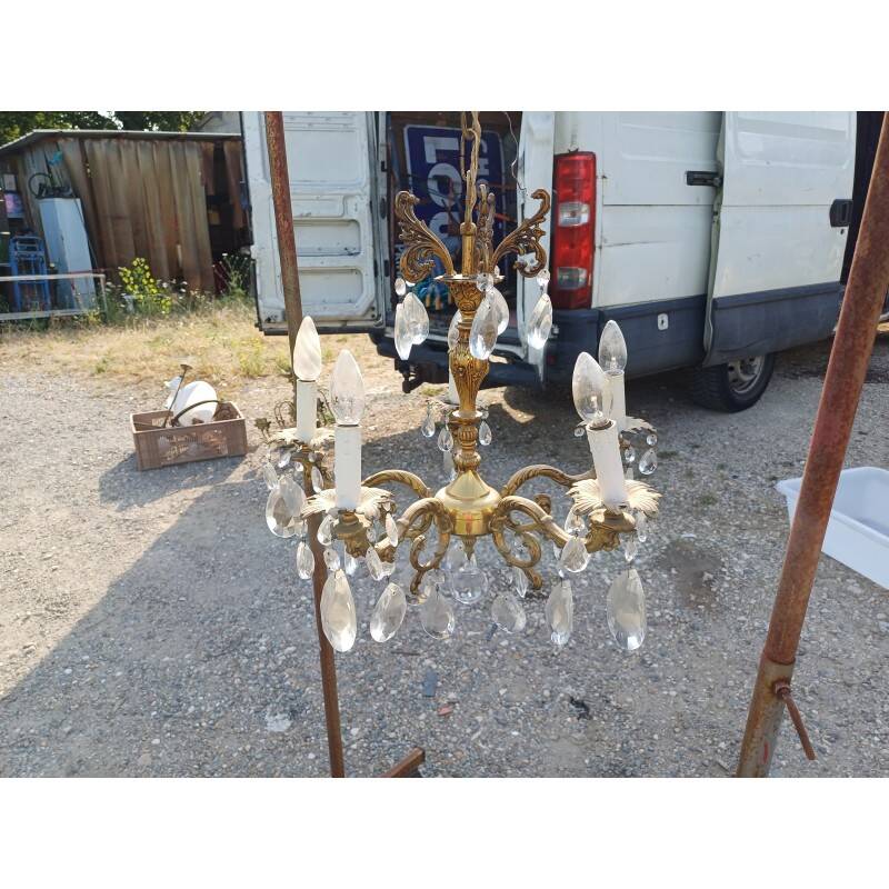 19th century bronze chandelier with tassels