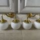 Paire d’appliques laiton et opaline vintage