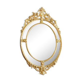 Miroir médaillon dore du XIX ème siècle 180x116cm