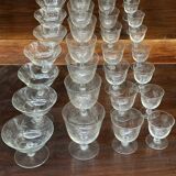 Art Nouveau Set of 32 Crystal Glasses - Engraved and Frosted Floral Pattern
