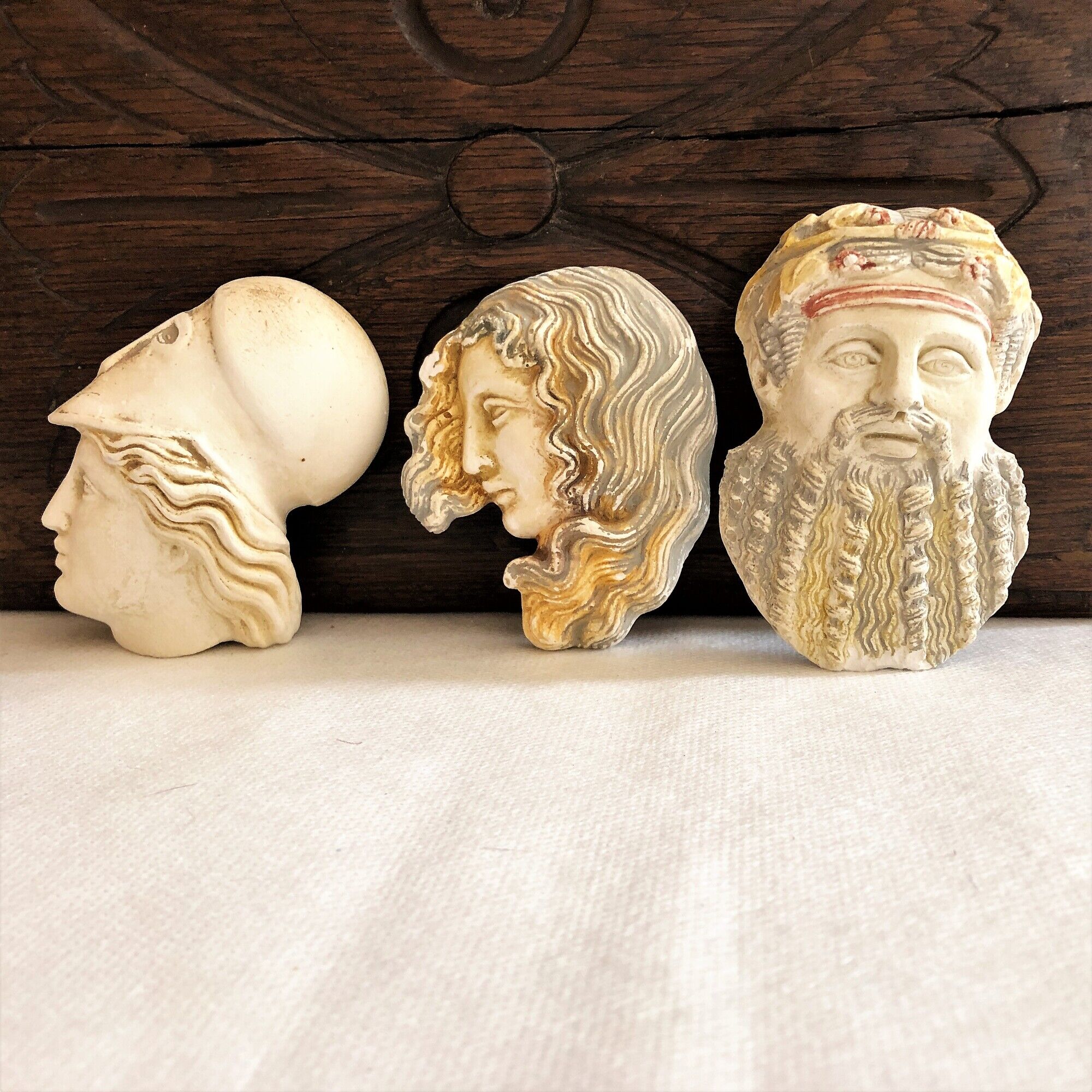 Set of 3 figurines Greek mythology in handmade stone from Greece