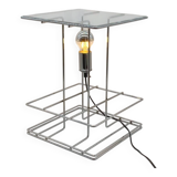 Large geometric chrome and plexiglass lamp, 1970s