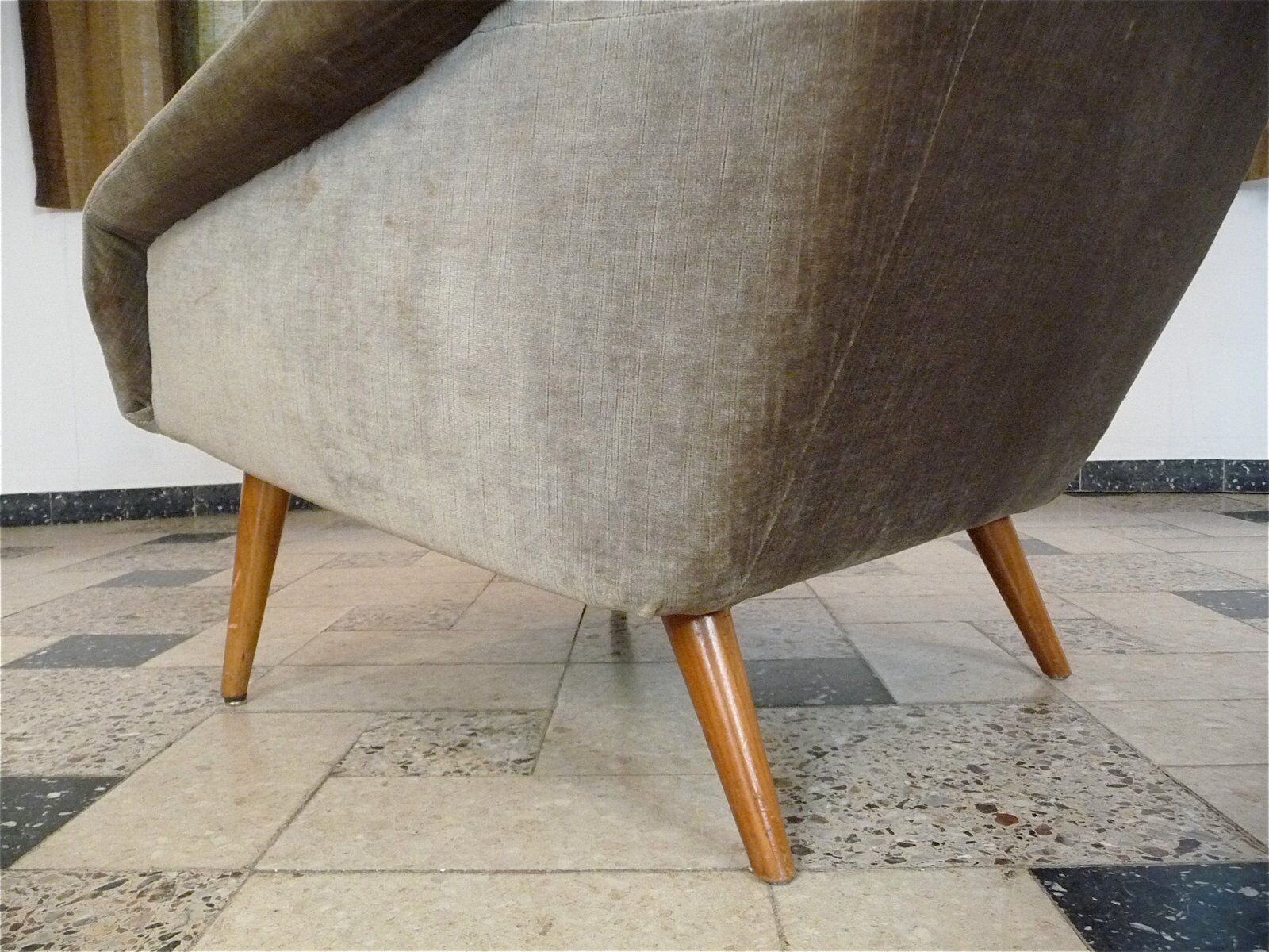 Mid-century mohair velvet high-back easy chair, Italy 1950s