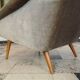 Mid-century mohair velvet high-back easy chair, Italy 1950s