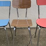 Mismatched formica chairs and stool 1960