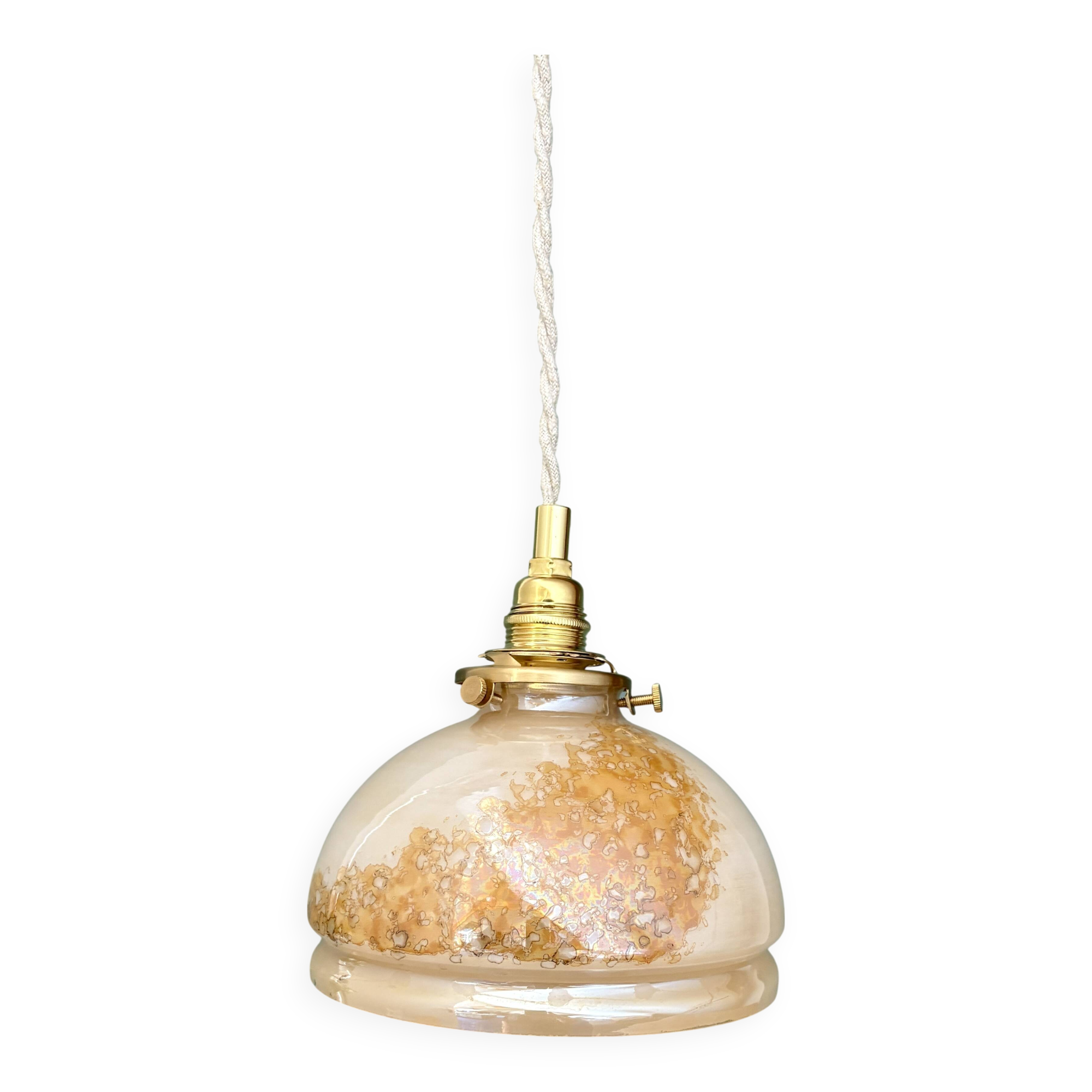 Vintage pearly glass lampshade pendant light