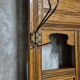 Vintage carved oak hall tree with mirror and coat hooks, early 20th century, 192 × 72 × 24 cm