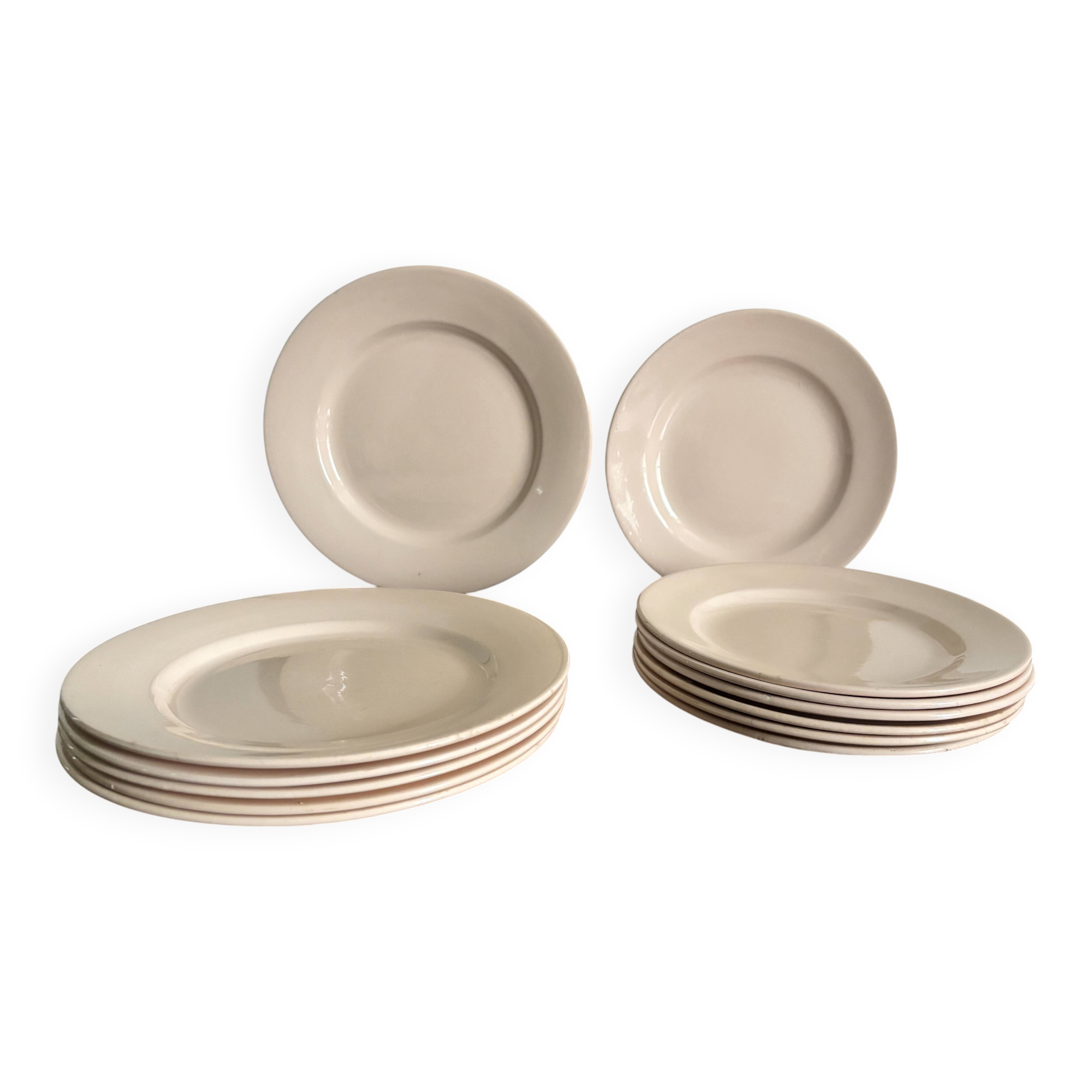 Set of 12 vintage plates Digoin Sarreguemines – Powder pink