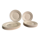 Lot de 12 assiettes anciennes Digoin Sarreguemines – Rose poudré