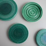Set of 4 coasters in glass in green earthenware