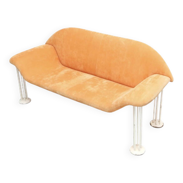 Canapé orange velours - Vogtherr pour Hain + Tohme
