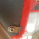 Pair of folding chairs in vintage red moumoute