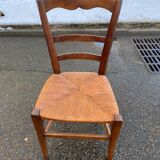 Solid wood dining chair with straw seat 85cm