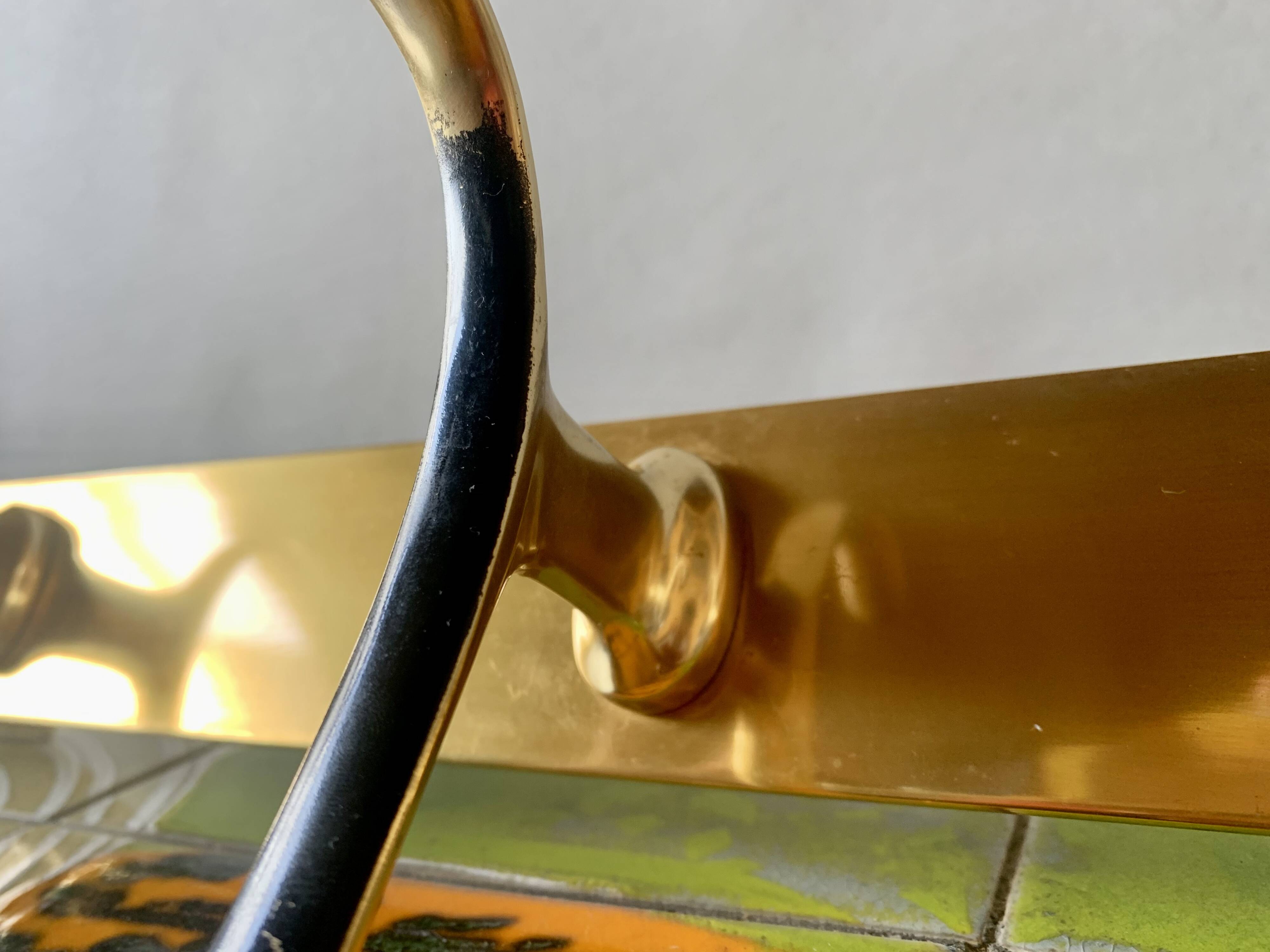 Vintage wall-mounted coat rack in golden aluminum - triple coat hook