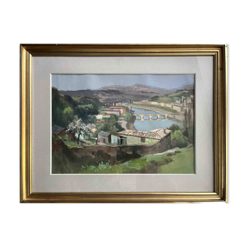 Gouache on paper Emile Wegelin (1875-1962) Surroundings of Nice Dordogne