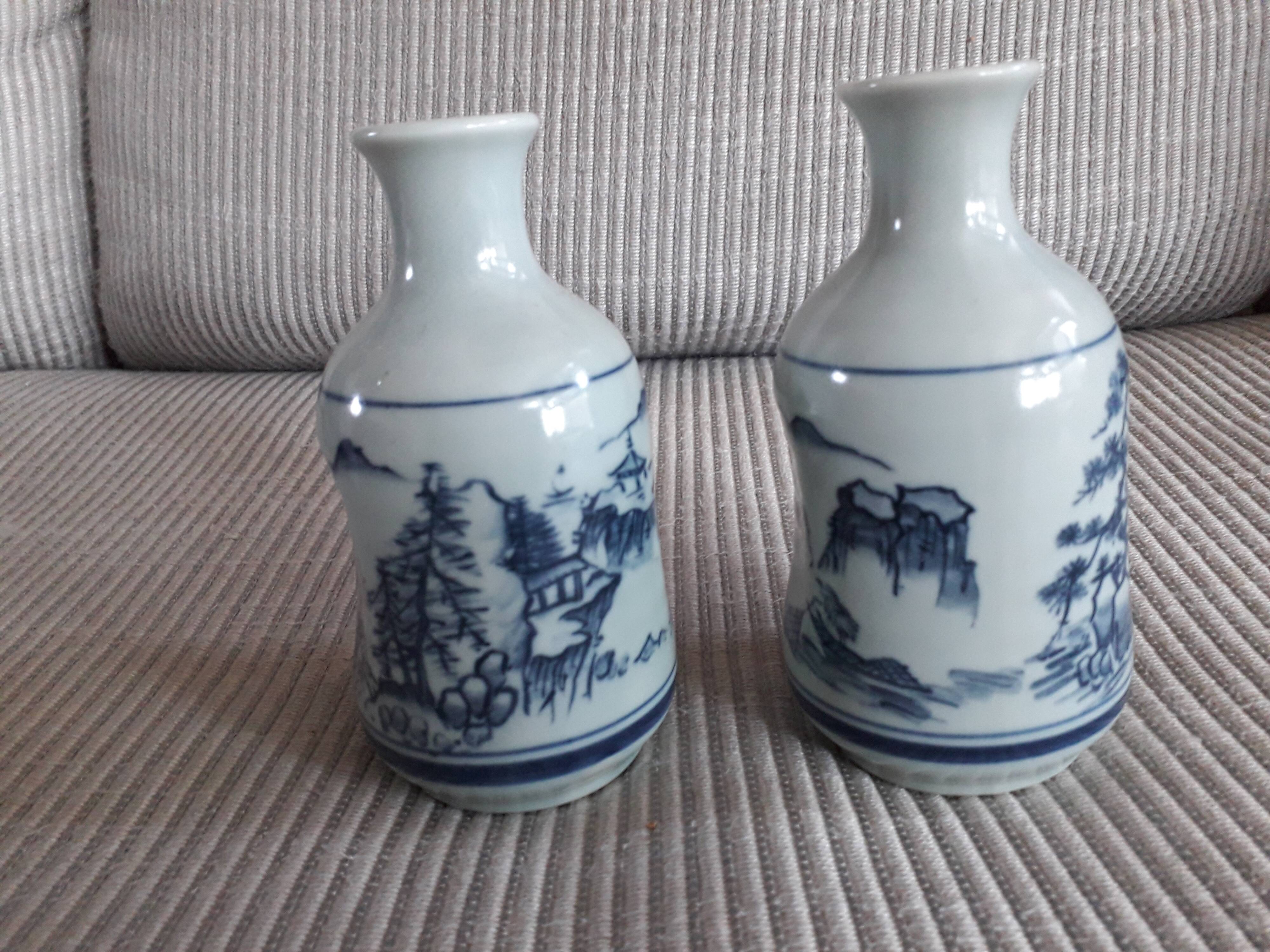 A pair of vintage Chinese ceramic vases signed