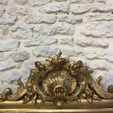 Antique Louis-Philippe mirror with pediment and gilt beading