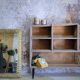 Asymmetrical shelf with lockers on feet
