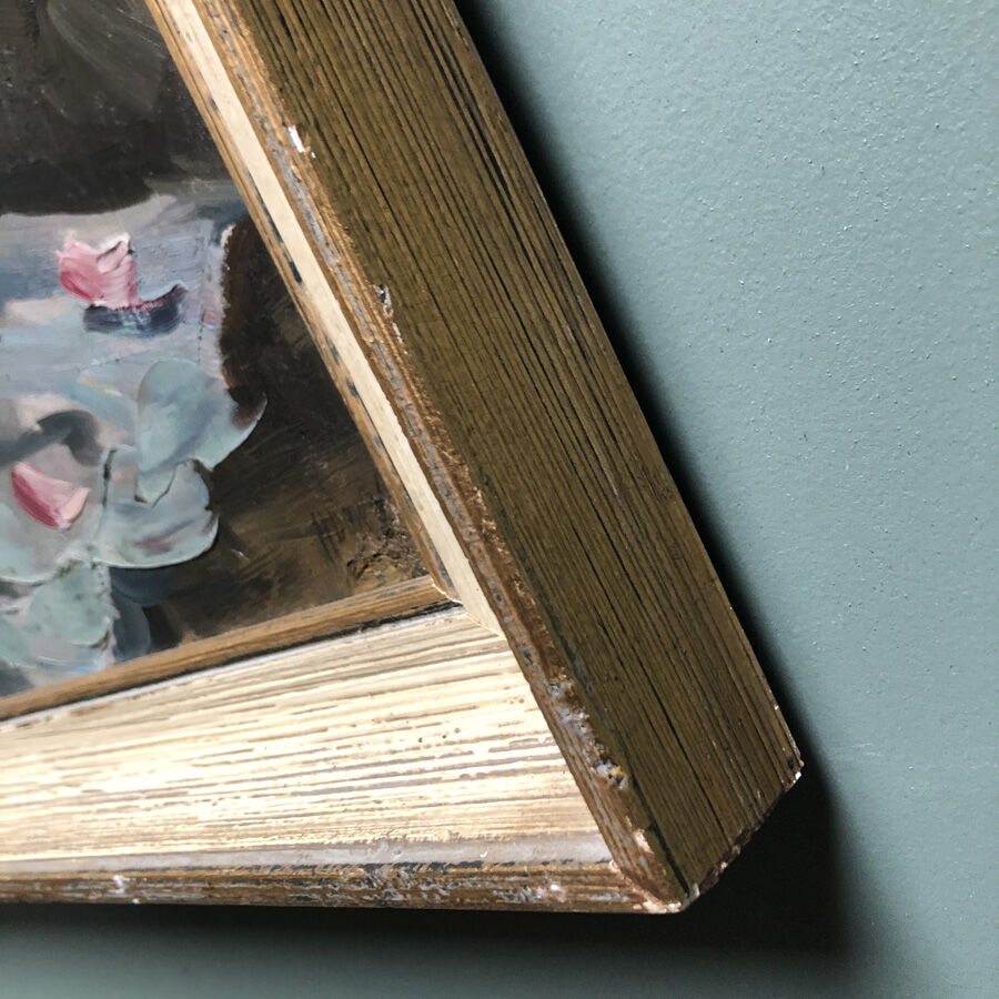 Old painting "Peonies" signed H.Dow