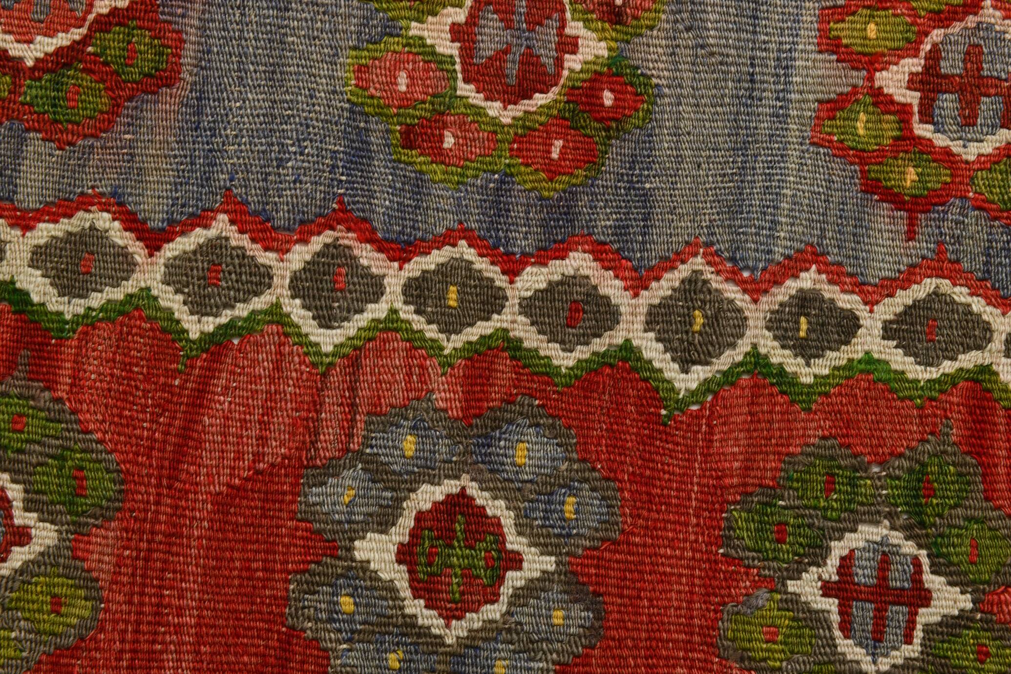 5x11 Kilim Red & Blue Geometric Vintage Rug, 168x342Cm