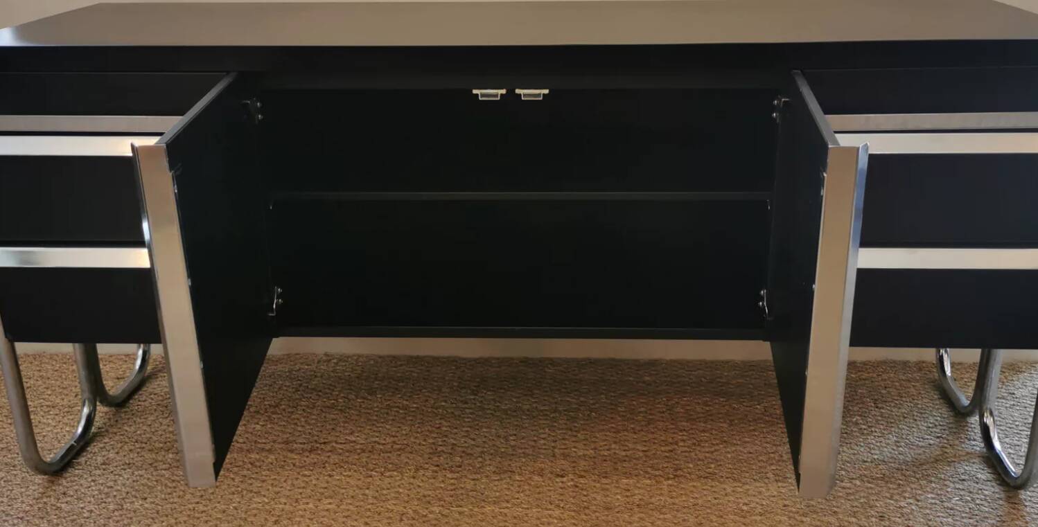 Vintage Bauhaus style metal sideboard from the 1970s