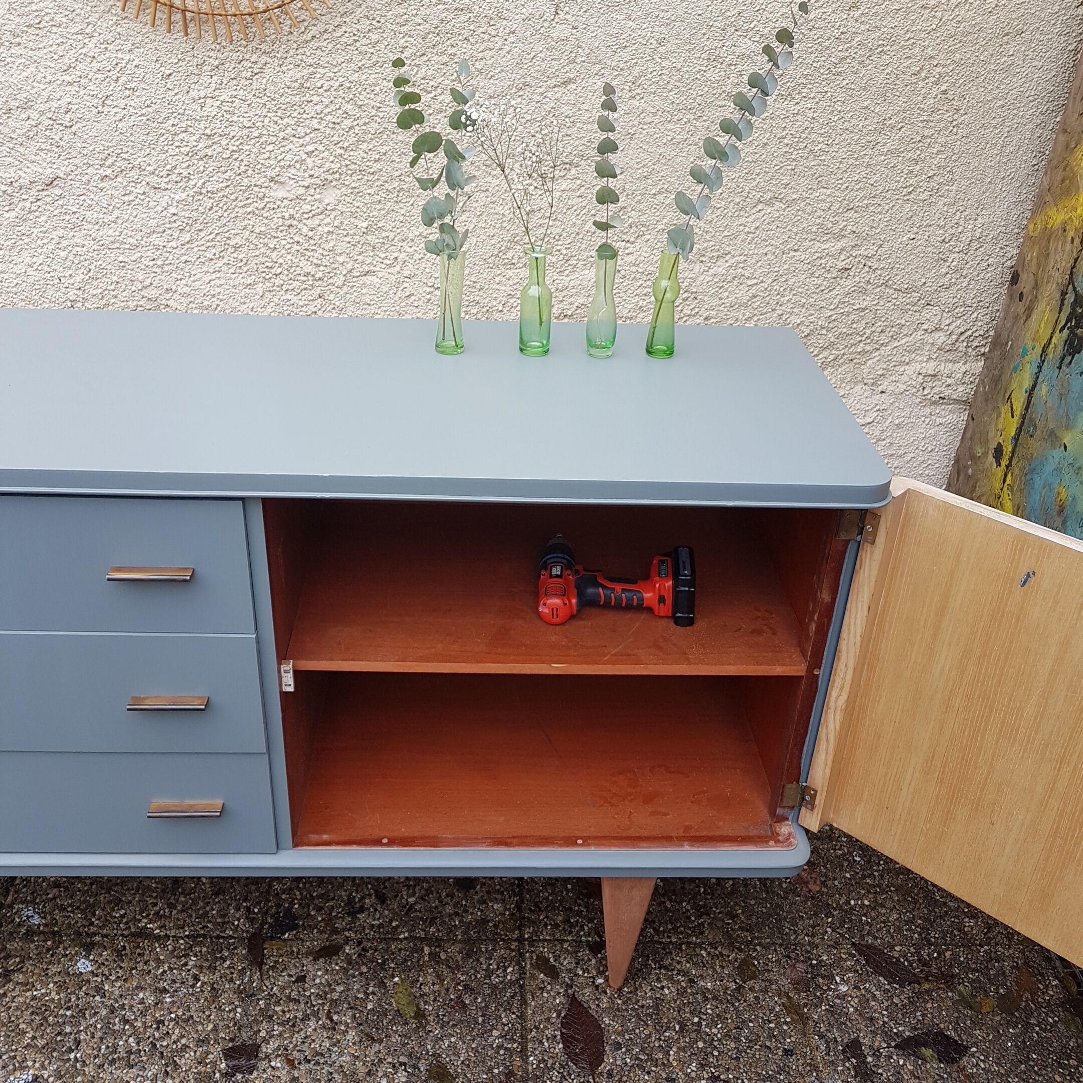 Enfilade kaki vert de gris 140 cm