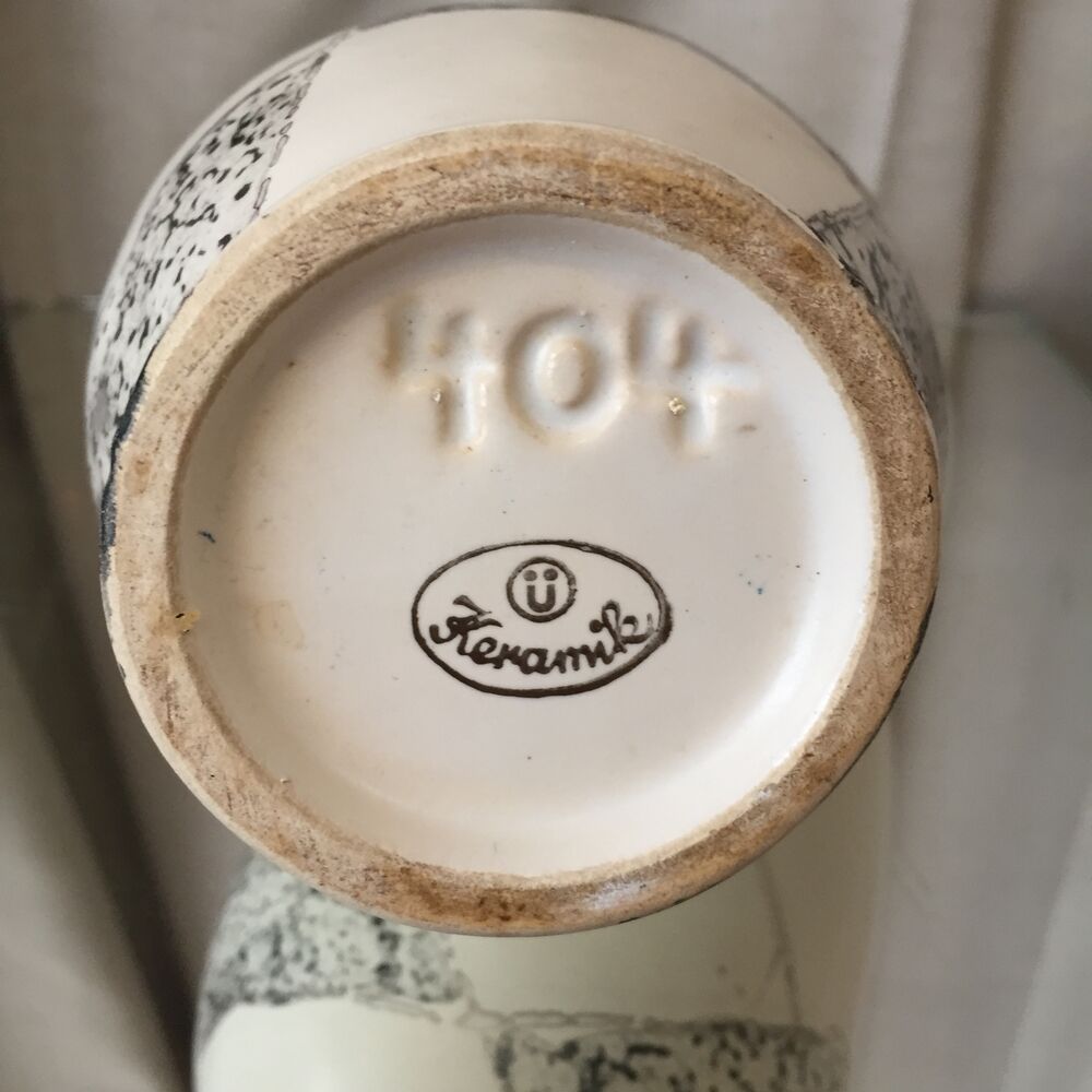 Jug or soliflore ü keramik vintage 1960 1970 white black/grey