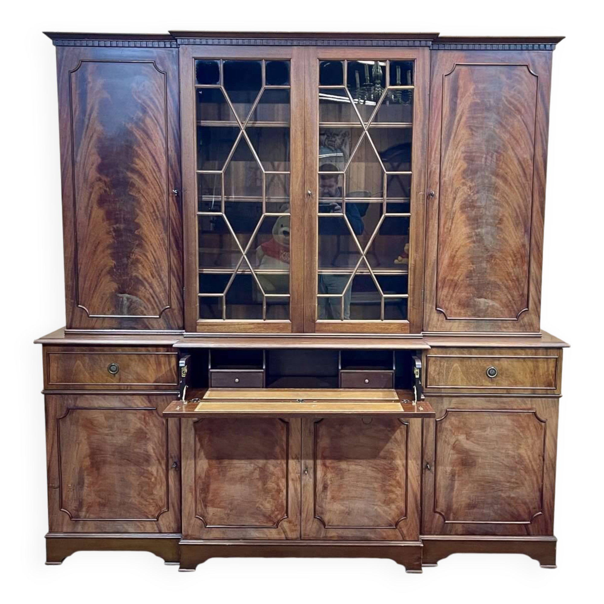 English mahogany secretary bookcase from the 1970s