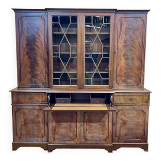 1970s English mahogany secretary bookcase