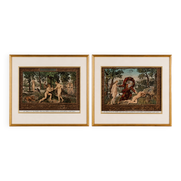 Series of 2 photographs Fratelli Alinari Creation and Temptation of Eve