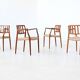 Niels Otto Moller model 66 armchairs teak and paper cord Denmark 1974