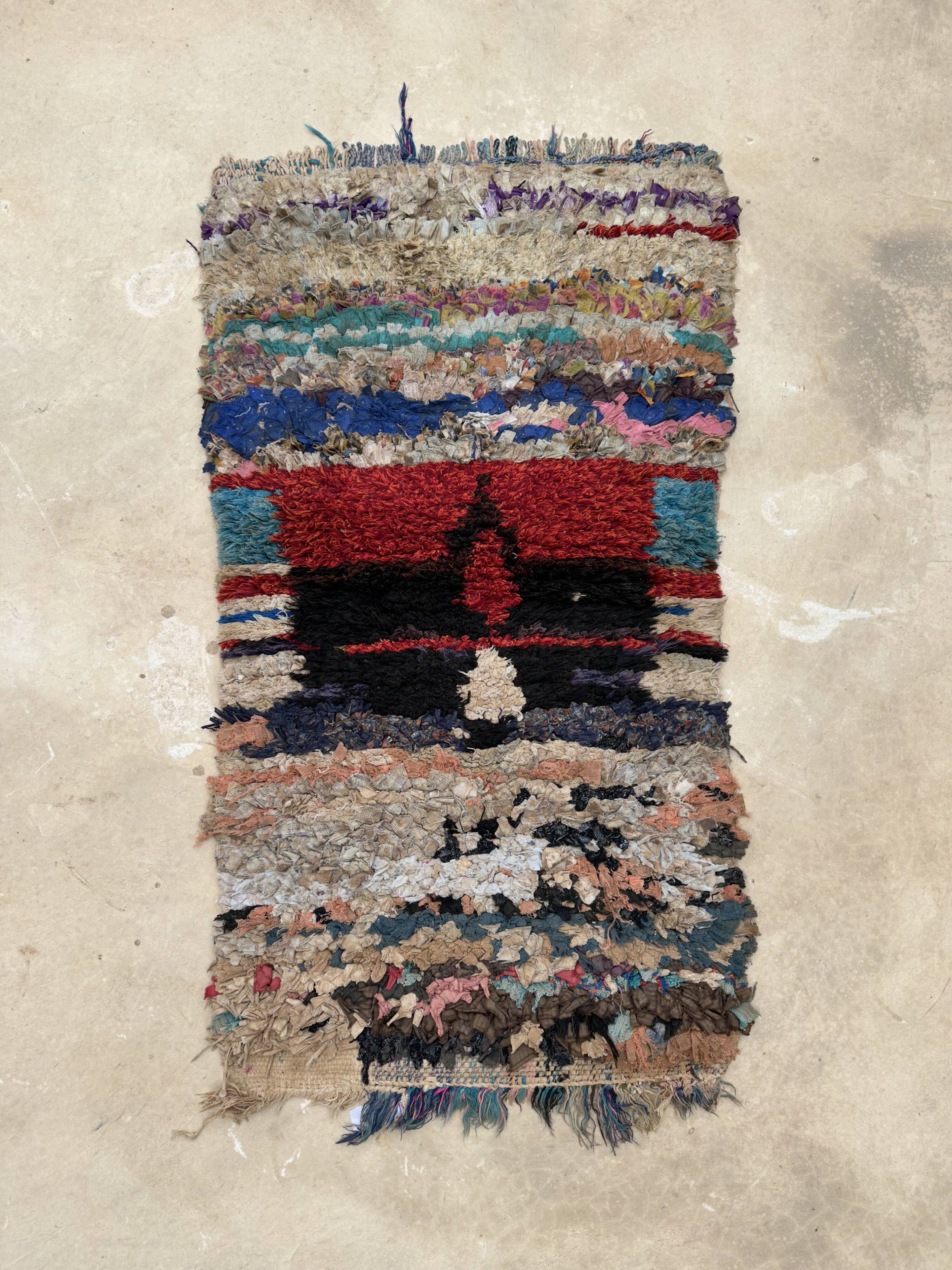 Colorful Boucherouite Moroccan rug - 68 x 116 cm