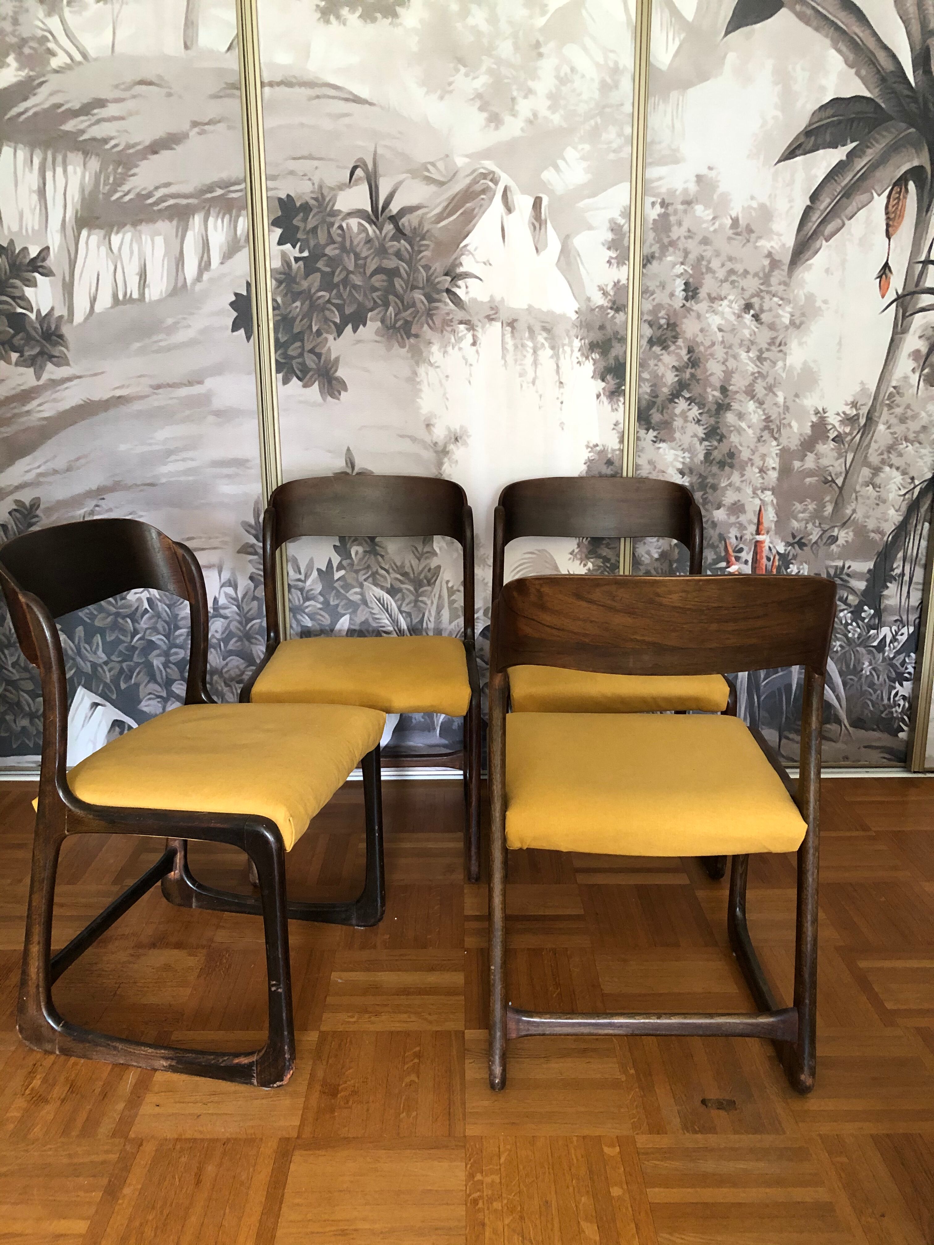 Suite of four Baumann sled chairs