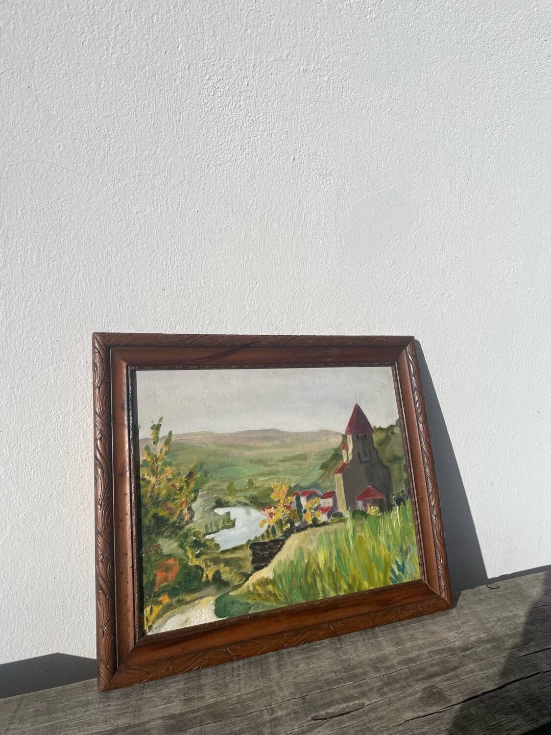Oil painting landscape wooden frame