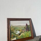 Oil painting landscape wooden frame