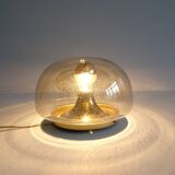 Smoked glass bubbles ceiling lamp gold-colored, wall lamp 1970s
