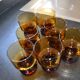 7 Vintage Mouth Blown Amber Stemmed Glasses
