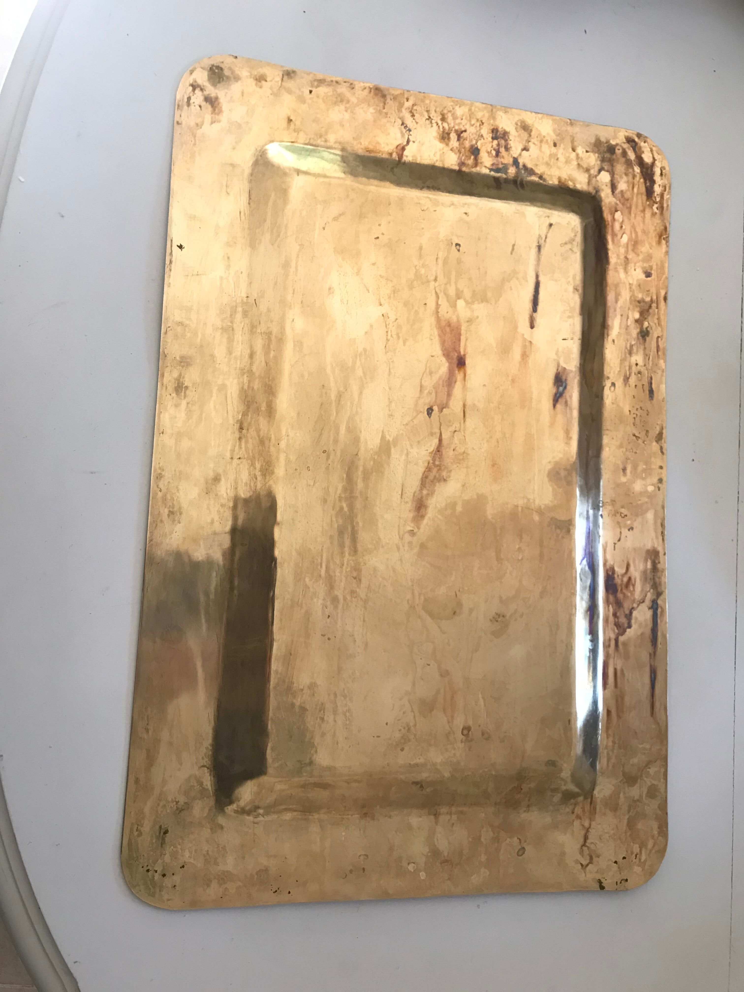 Vintage brass rectangular tray