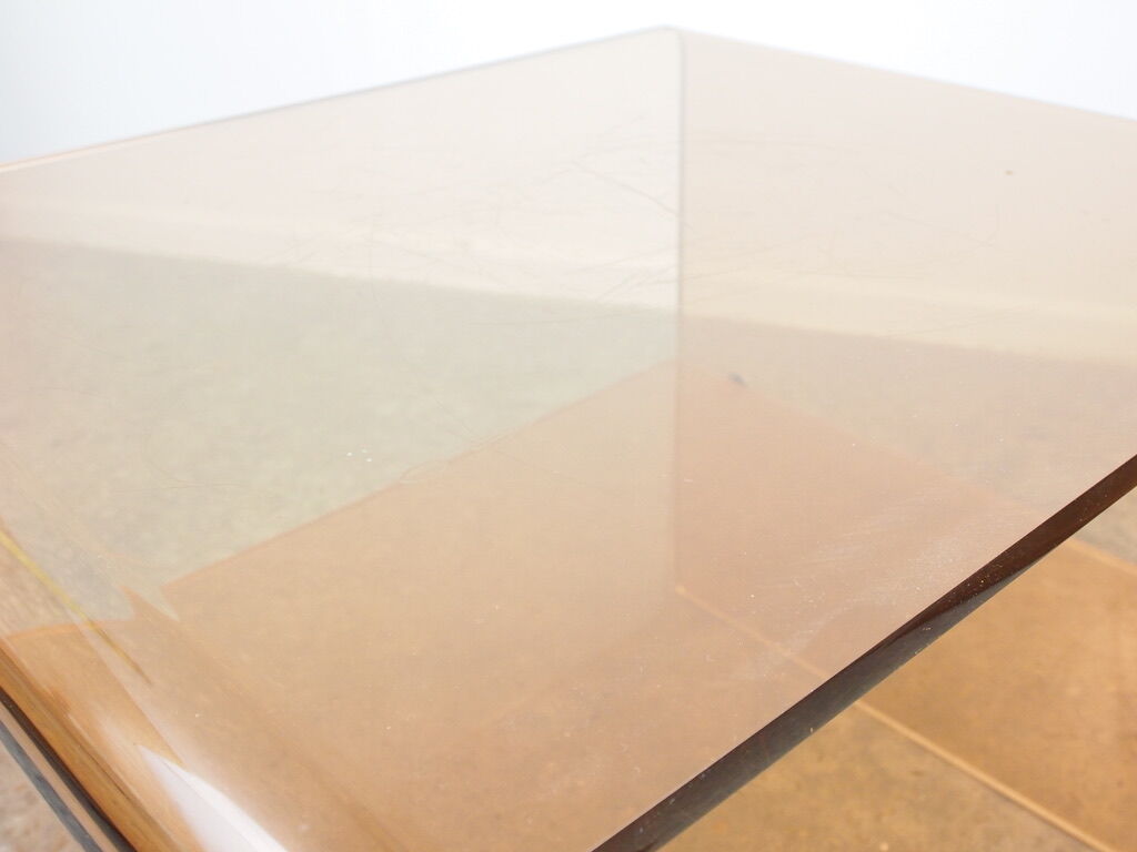 Pair of vintage smoked lucite perspex side tables